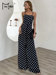 Missord Summer Sexy tute donna senza maniche cinghie Dot Print eleganti pagliaccetti bakness Full Lenth pantaloni larghi