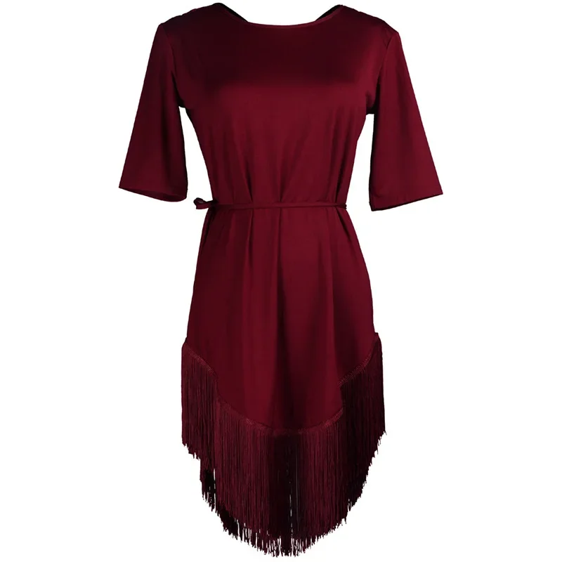 yesAdult Female Latin Dance 2026 Dress Fringed Dress Practice Performance Dress Dance Performance Large Skirt