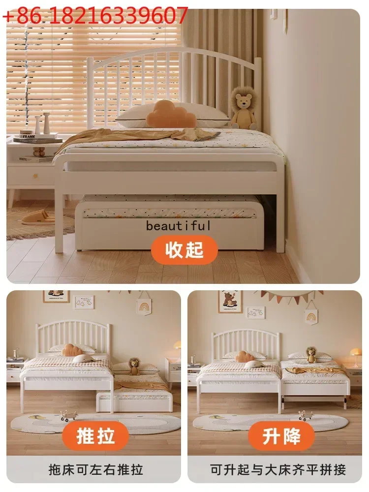 TAO Solid Wood Children's One-Bed Variable Two-Bed Retractable Single Two-Child Family Child and Mother Pulling Bed