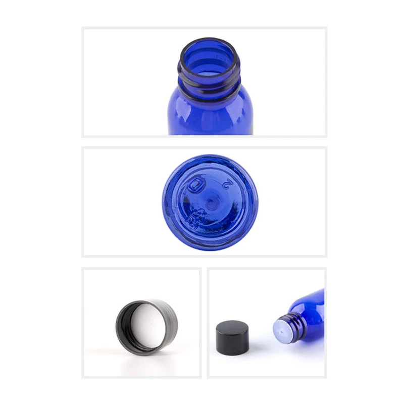 30ml 50Pcs Empty Cosmetic PET Bottles With Screw Lid Round Plastic Small Sample Bottle White Clear Black Blue Navy Containers