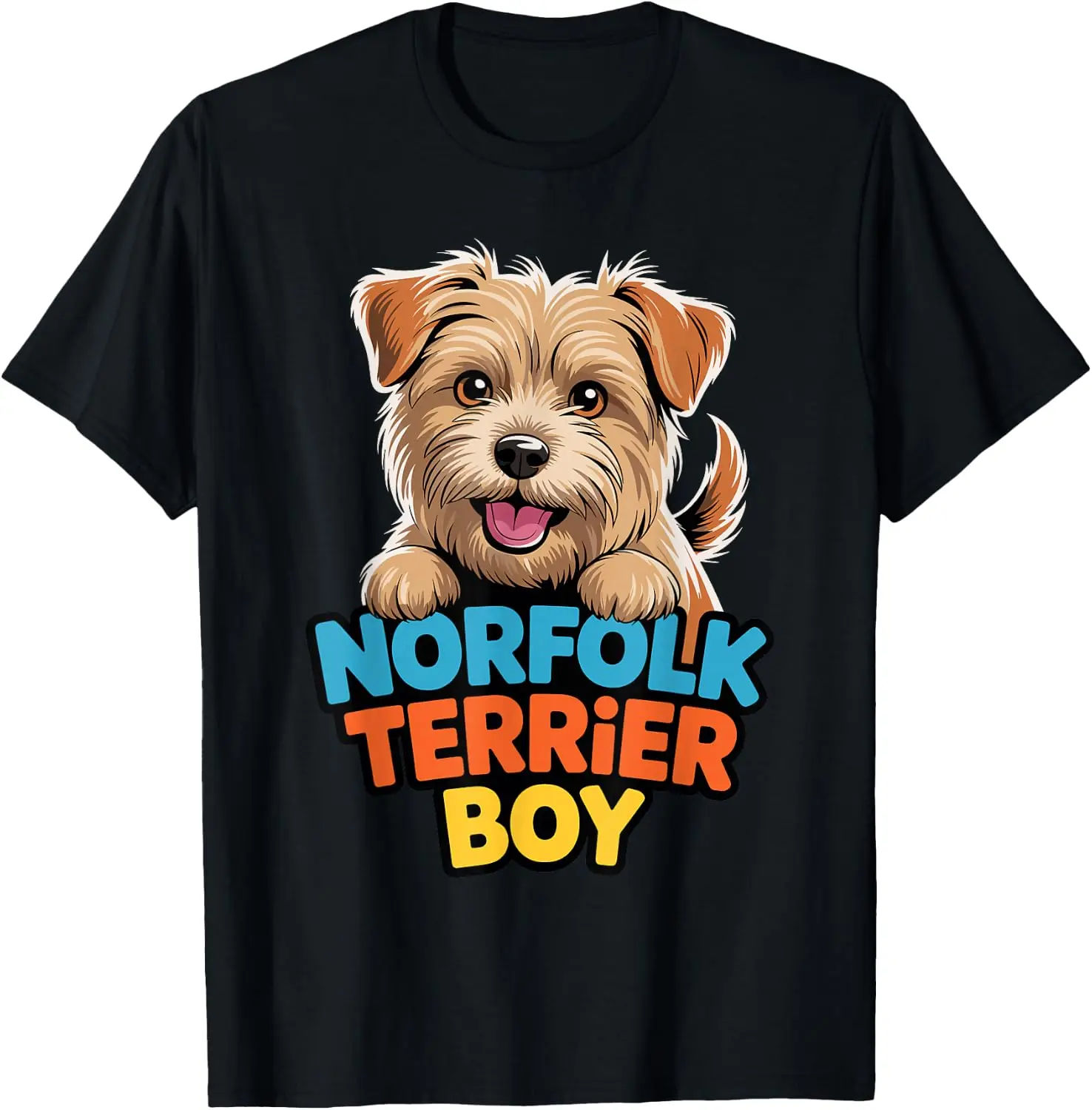 Mens Norfolk Terrier Boy Cartoon Pet Canine Puppy Dog Breed T-Shirt 100% Cotton Trendy Y2K Short-Sleeve Tee-Soft, Quick-Drying,