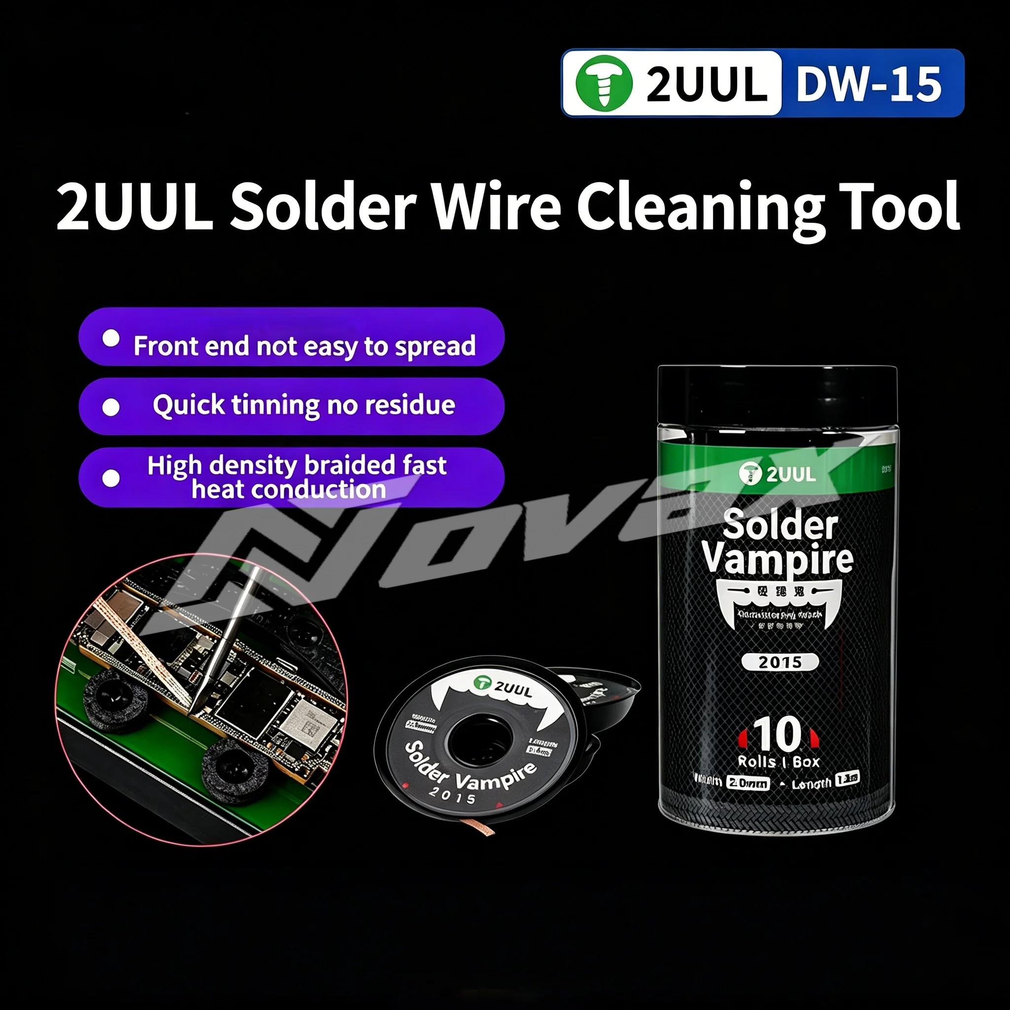 2uul-dw15錫吸着ゴーストクリーニングツール（錫除去・はんだ付け用メインボードic修理）、錫吸着テープ、錫吸着ワイヤー