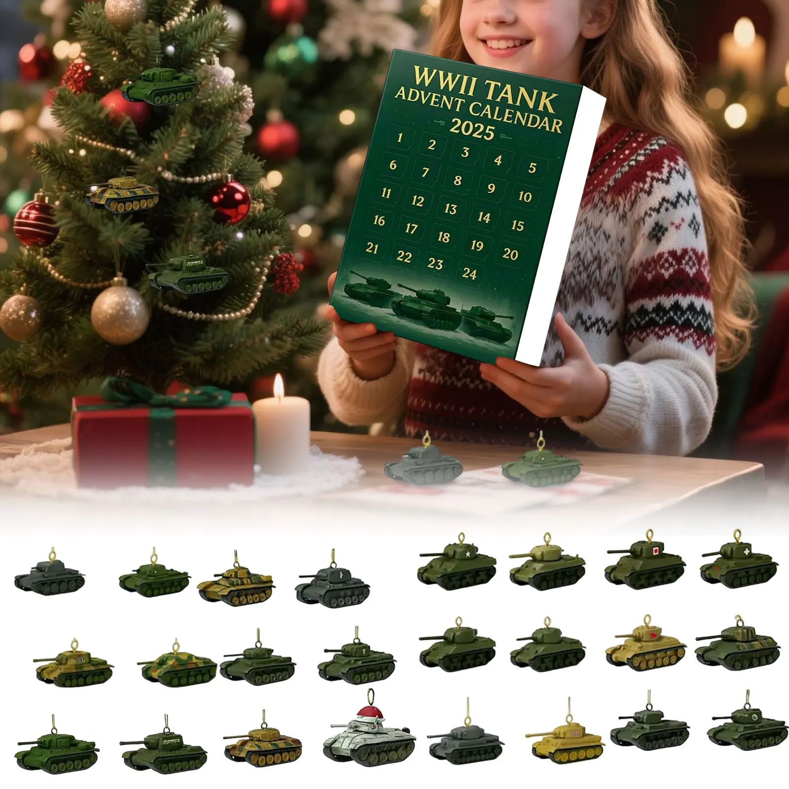 Kalendarz Adwentowy z Czasem do Odliczania do Emerytury 9999 2025 Czołg z II Wojny Światowej Kalendarz Adwentowy z Czołgami 2025 24 Dni Timer na Godziny z Alarmem