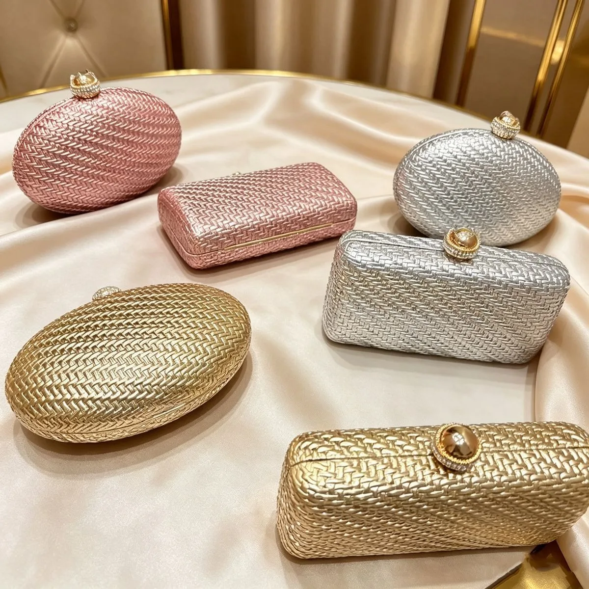 New Luxury Pu Clutch Wedding Cute Round Gold Pink Party Evening Bags Female Shoulder Crossbody For Women Chain Bags Chic