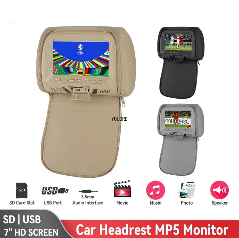 7 inch Car Backrest Multimedia Player MP5 Display Automobile Head Pillow Headrest Monitor Back Seat Display