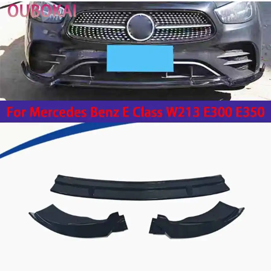 Glänzend schwarze Frontspoilerlippe für Mercedes Benz E-Klasse W213 E300 E350, glänzend schwarzer Frontspoiler-Diffusor, Frontspoilerlippe