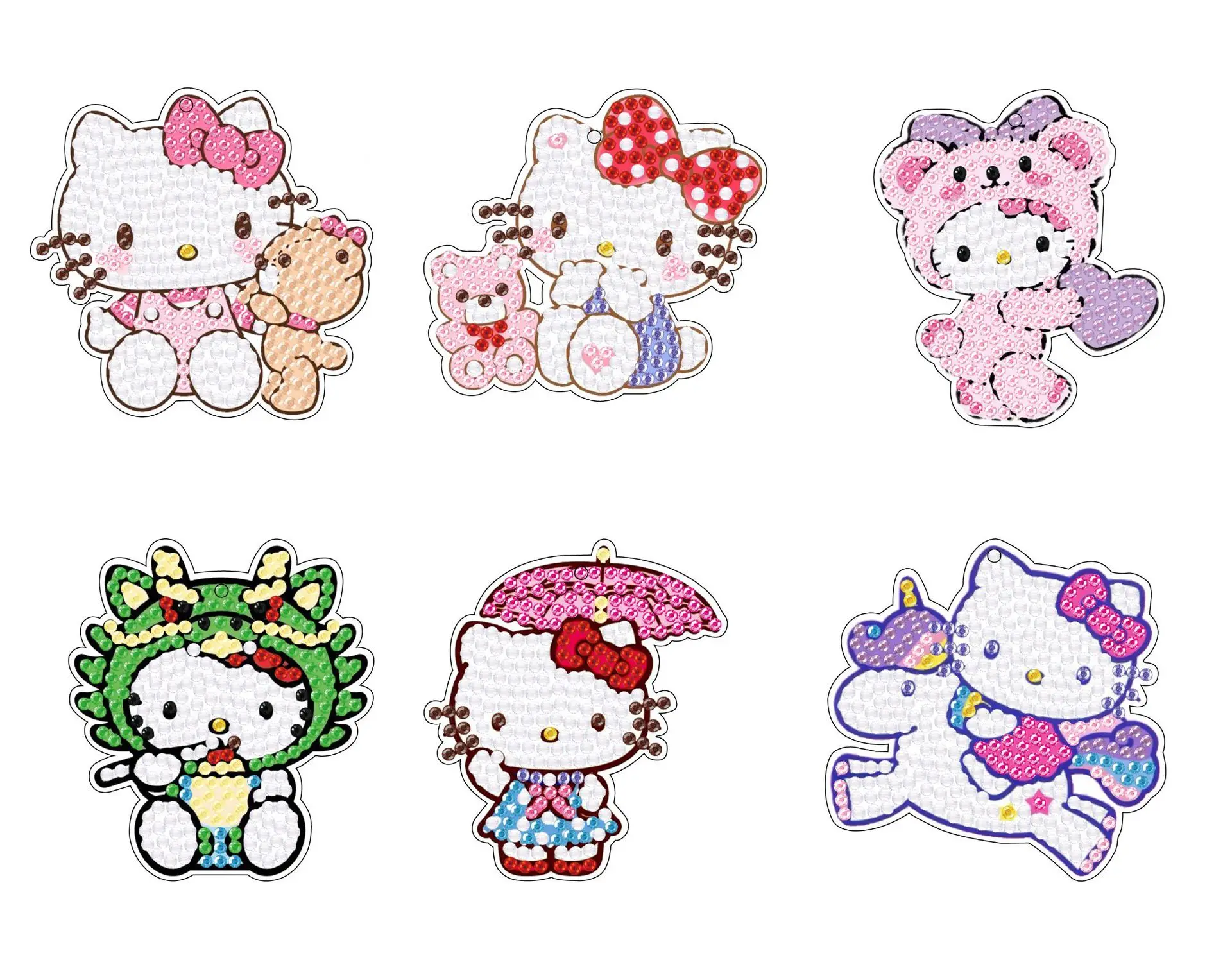 

Sanrio Kawaii DIY Rhinestone Keychain Double Sided Diamond Painting Handmade Fashion Bag Pendant Gift