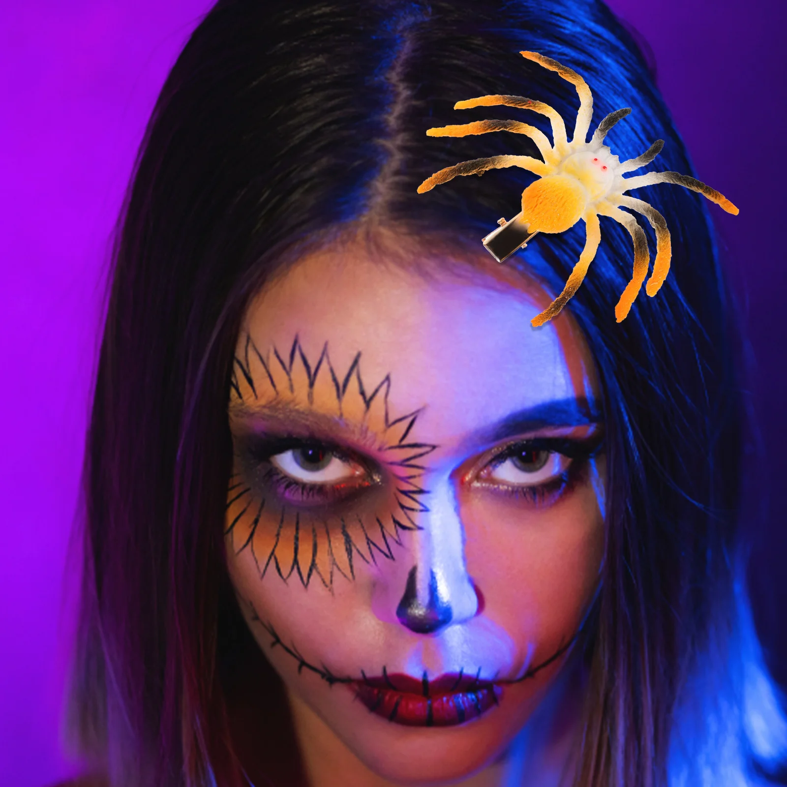 

2pcs Spider Hair Clips Halloween Party Chic Decor Durable Lightweight Girls Accessories Punk Barrette Non Deform Match Costumes