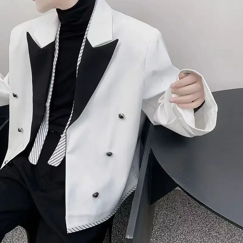 Jacket for Men Coats Party Black White Man Suits and Blazers Fashionable Luxury Designer New in Simple Breasted Vintage Clothing