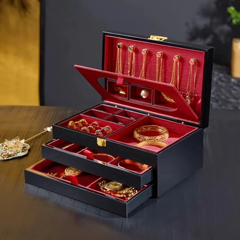 

Роскошная шкатулка для драгоценностей, большая вместительная коробка для хранения колец и браслетов, свадебные золотые коробки-органайзеры для ювелирных изделий, изысканный чехол для сережек и ожерелья