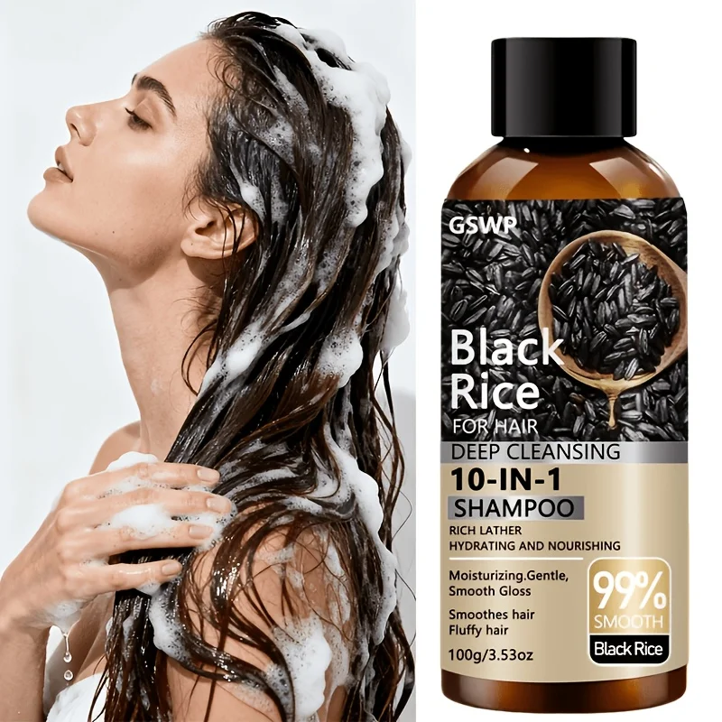 GSWP 10-in-1 Black Rice Moisturizing Shampoo, cleanses and smooths hair, reduces frizz, leaves hair refreshed.100/200g