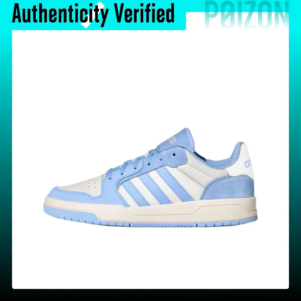 Adidas ENTRAP Synthetic Leather, Split Cow Leather Low top Skateboard Shoes Unisex White Blue KJ5972