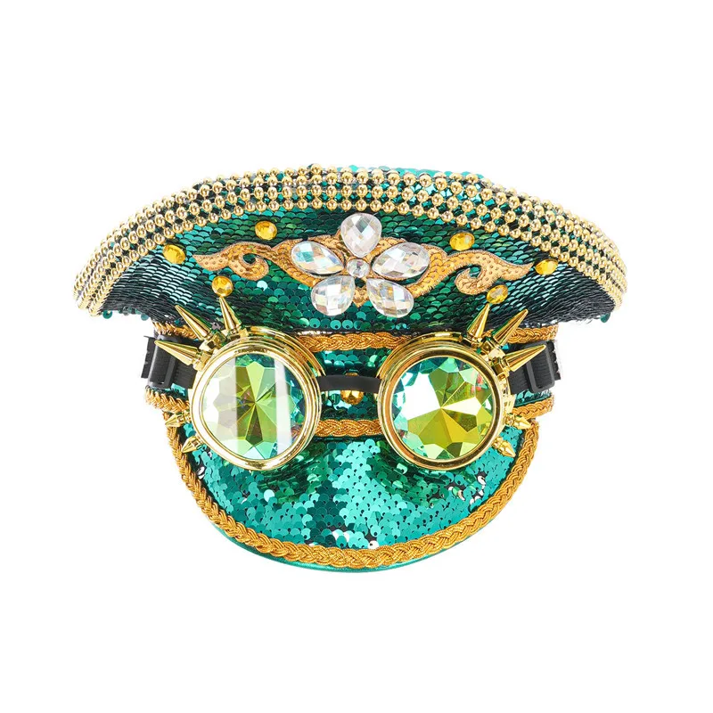 Cross-border European and American cosplay bar theme punk stud military cap night club performance hat