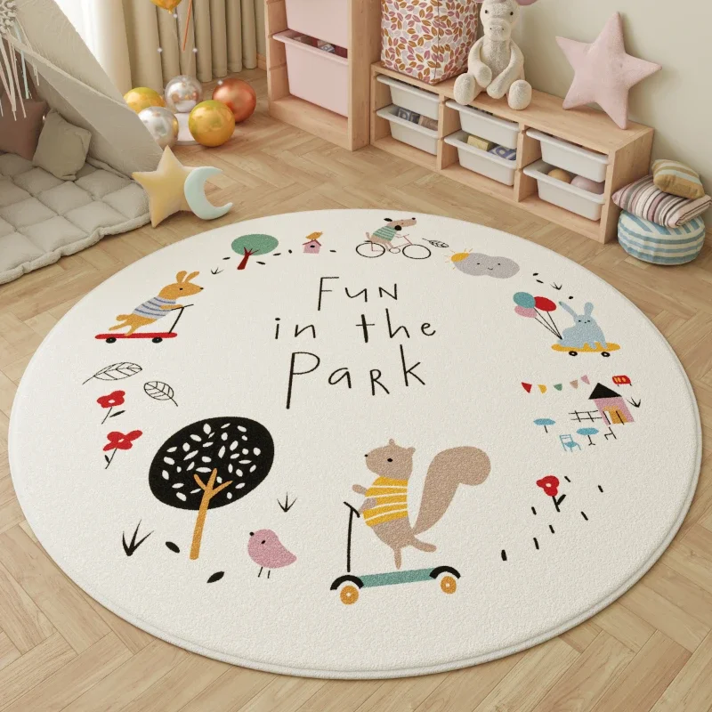 Cartoon Children Room Round Large Area Carpet  Bedroom Household Thickened Climbing Mat Carpets Reading Area Stain Resistant Rug