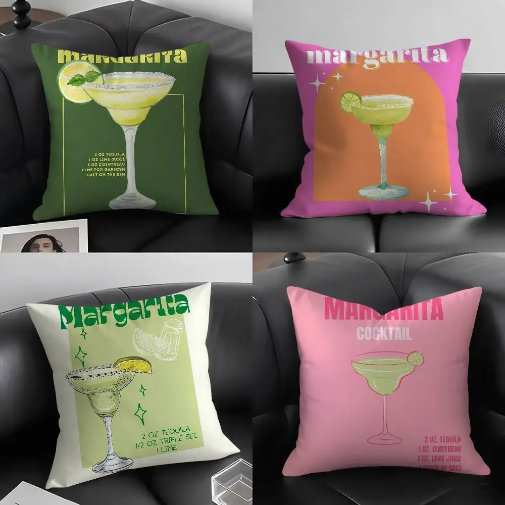 

Margarita Cocktail Art Pillow Case Soft Plush Fabric Double Sided Print Decorative Home Living Room Gift Cushion Cover