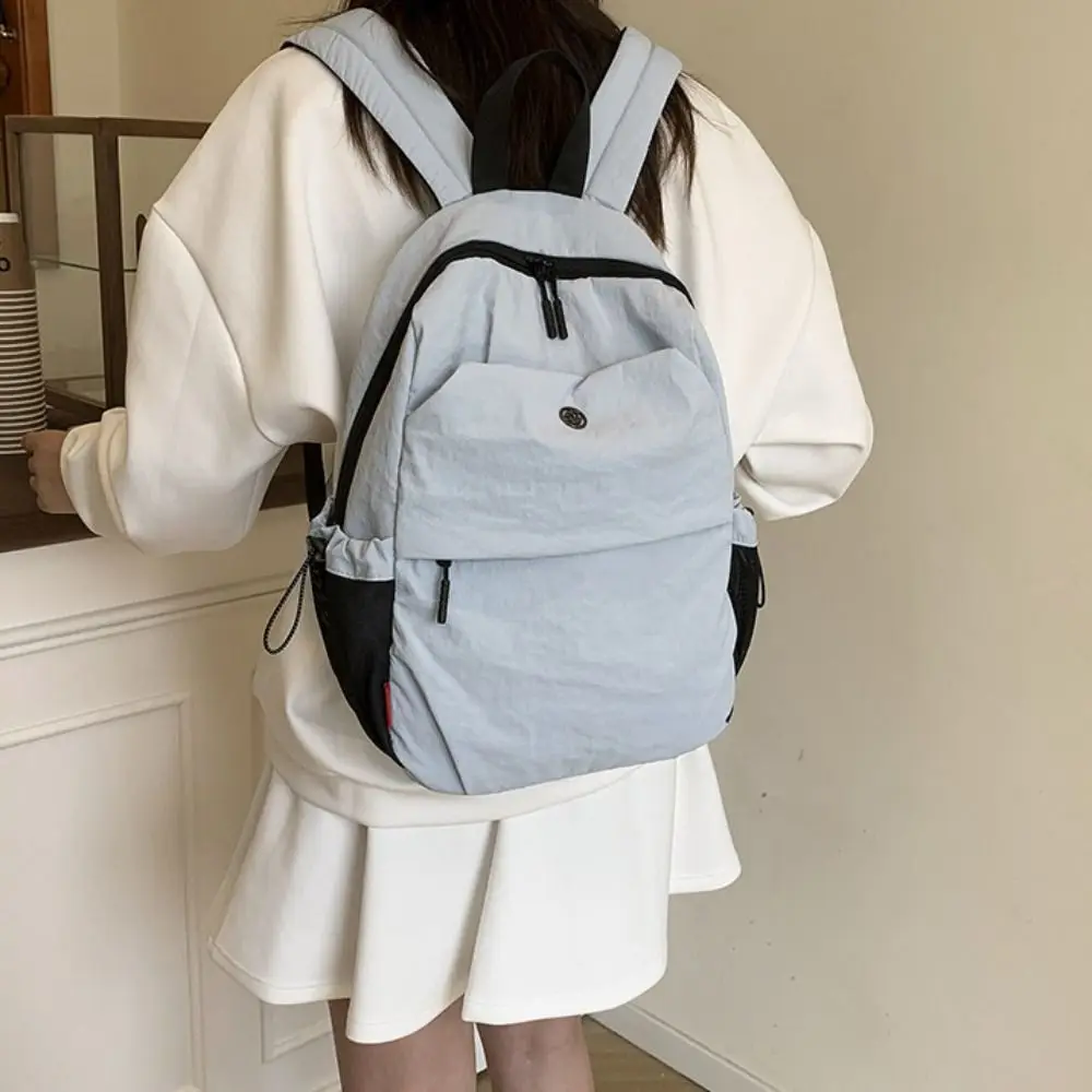 

Creative Small Pack Sport Nylon Backpack Solid Color Handbag Solid Color Shoulder Bag Korean Style Retro Backpack Lady