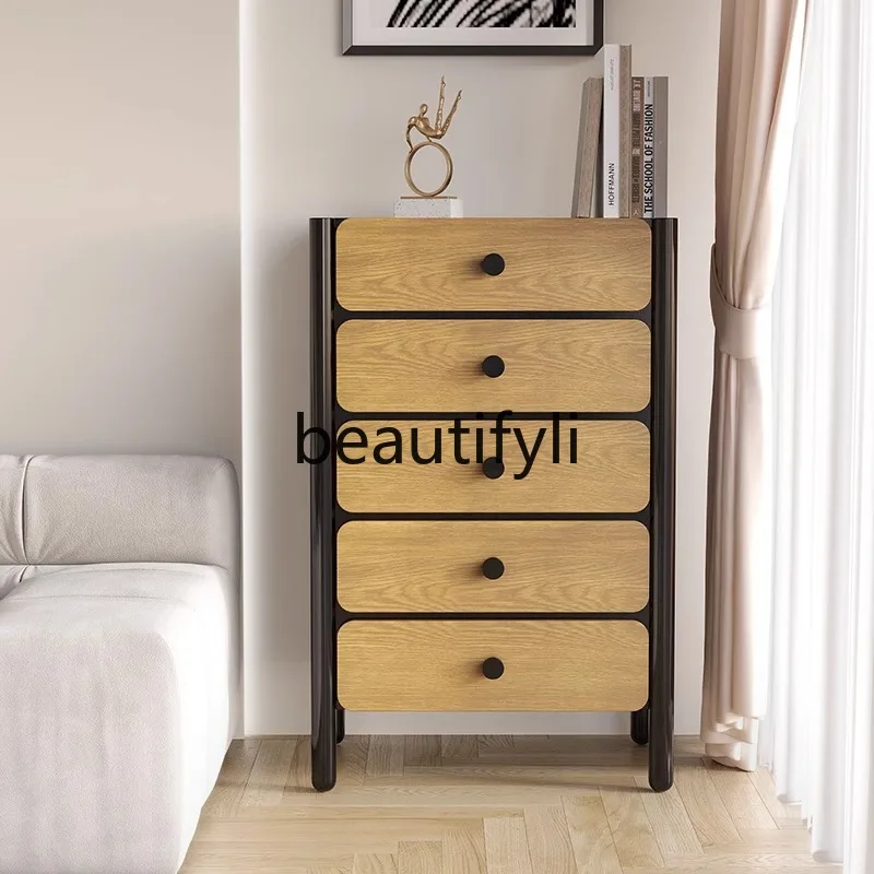 

American solid wood small chest, retro storage cabinet, small apartment drawer, household storage side cabinet