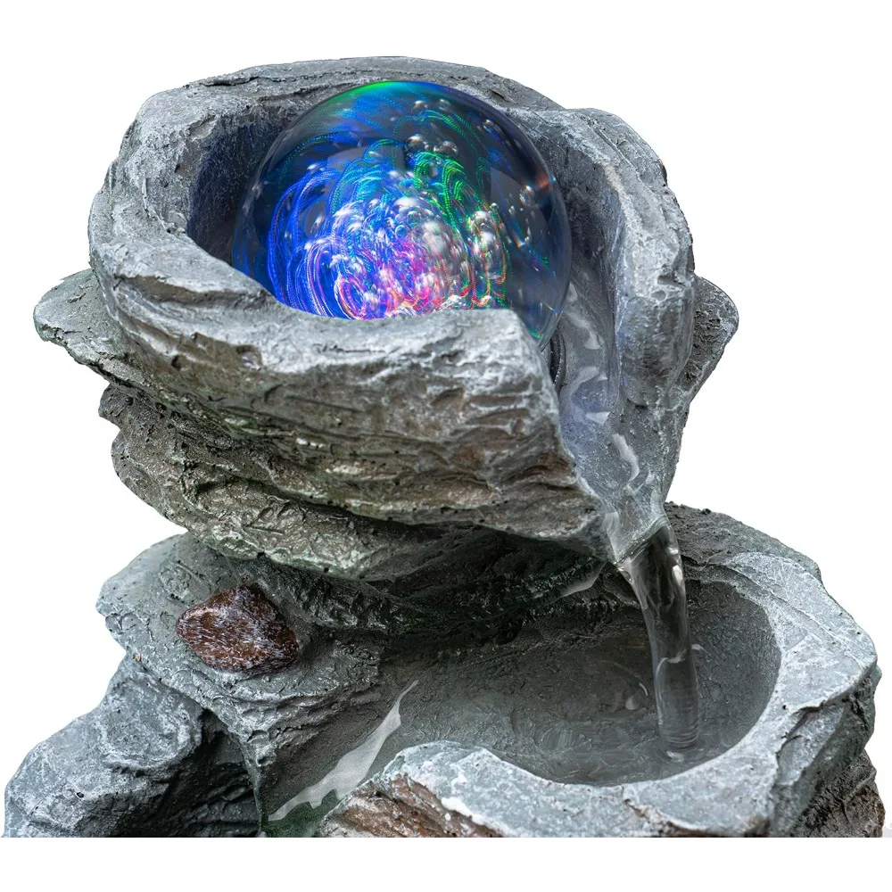 نافورة شلال سطح المكتب مع أضواء LED وأصوات مائية مريحة - ديكور زن للتأمل في المكاتب المنزلية #2