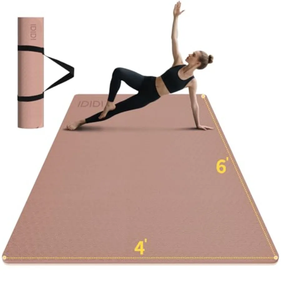 

Extra Large Yoga Mat 6'x4' for Home Workouts - Non-Slip POE Thick Wide Exercise Mat in Eco-Friendly Material Ideal for Yoga and