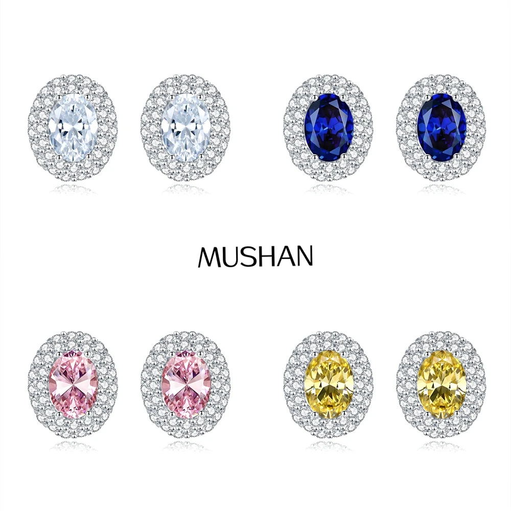 

MuShan Jewelry 925 Sterling Silver Stud Earrings Dangle High Carbon Diamond Elegant Her Gift Women Earring Fine Jewelry