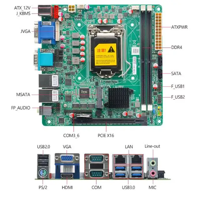 Z390 Motherboard Mini-ITX SBC IPC Mainboard Industrial Board Mini ITX Support 8/9th i3i5i7 LGA1151 CPU 6*COM 2*LAN i210 PS/2 VGA