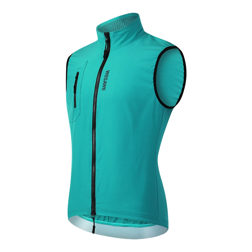 WOSAWE Ultralight Windproof Cycling Vest Men's Wind Coat Bike Gilet Stretch fabric Sleeveless Jacket With Zipper Pocket