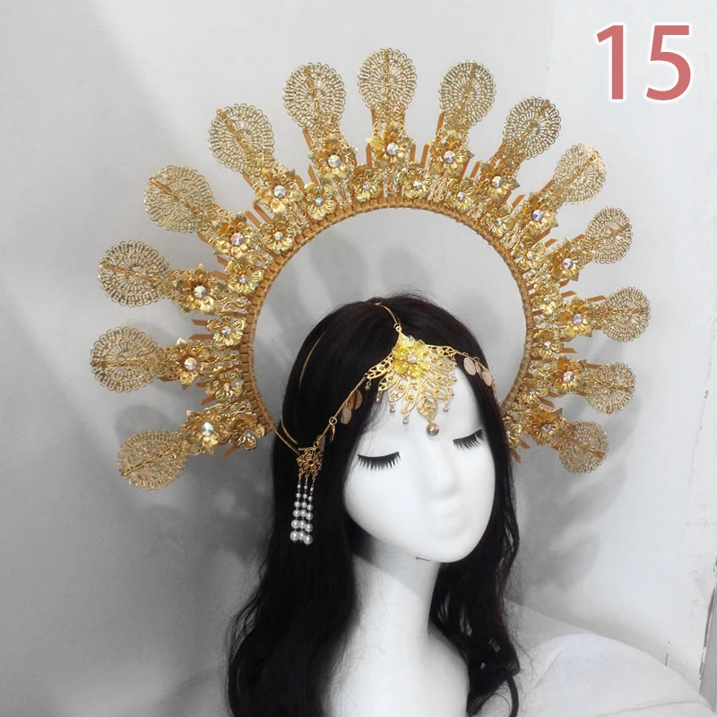 Baroque Headband DIY Material Gothic Lolita Crown Headband Gorgeous Vintage Church Mary Sun Goddess Tiaras DIY Headpiece