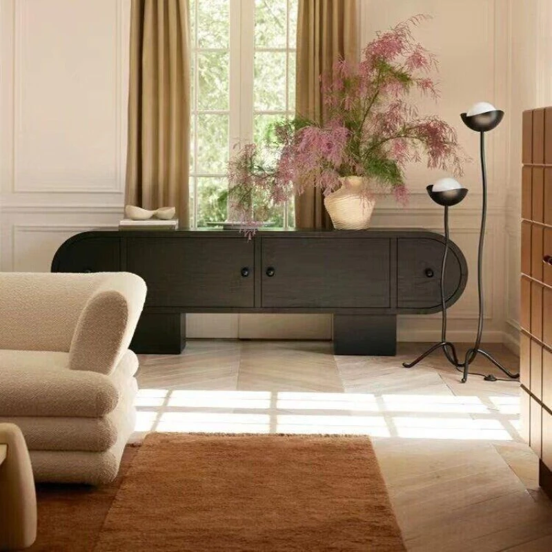 Modern solid wood dining side cabinet, living room minimalist locker, retro, thickened