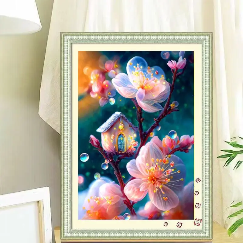 

11CT персиковый цвет вышивка коттедж DIY Китайский Стиль Напечатанные наборы вышивка крестом нитки наборы для рукоделия домашний декор ремесла