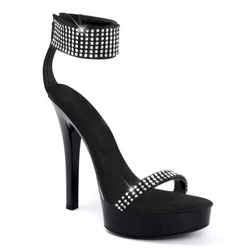 Exotic rhine stone 13CM High Stripper Heeled Pole Dance Shoes Women's Sandals 5 Inches Peep Toeplatform transparent Gothic sexy