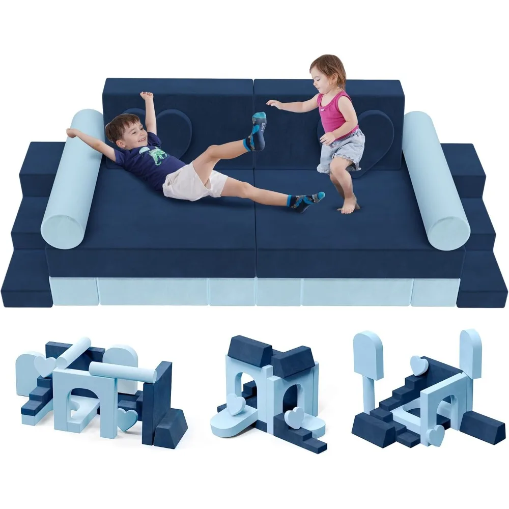 Modular Play Couch for Kids Toddler - 14PCS Kids Sofa to Boost Creativity, Boys and Girls DIY Creativing Playroom Couch