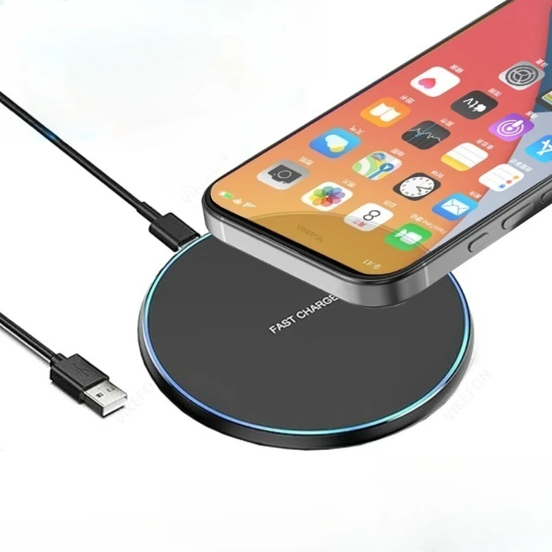 Mini Wireless Charger Pad For iPhone 17 16 15 14 13 12 Samsung S25 S24 S23 Xiaomi AirPos Pro 3/2 LED Light Fast Charger Station