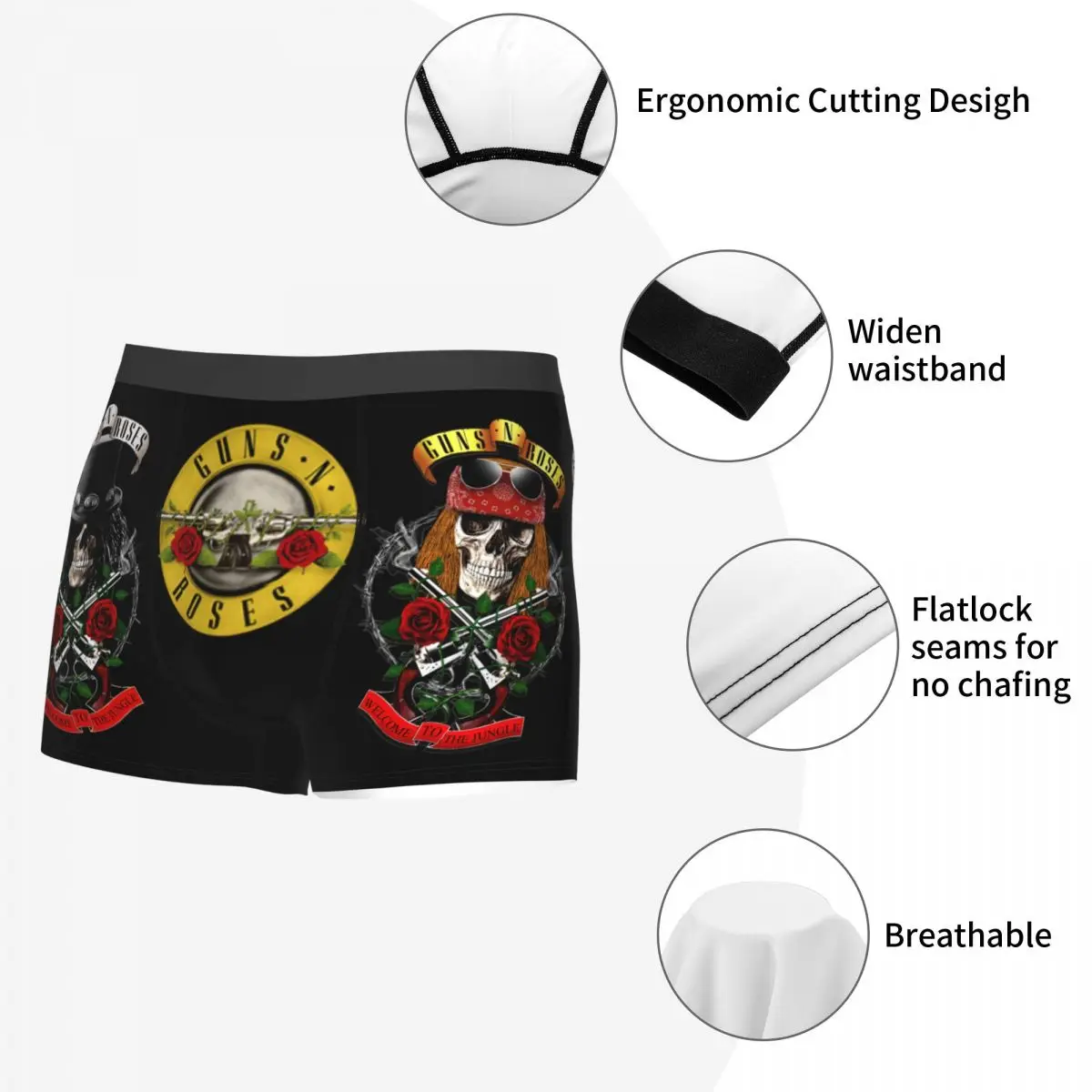 Rock Band Guns N Roses Accessories Slash Boxers For Man Ultra Soft Welcome To The Jungle Shorts Boxer Briefs Gifts for Fans