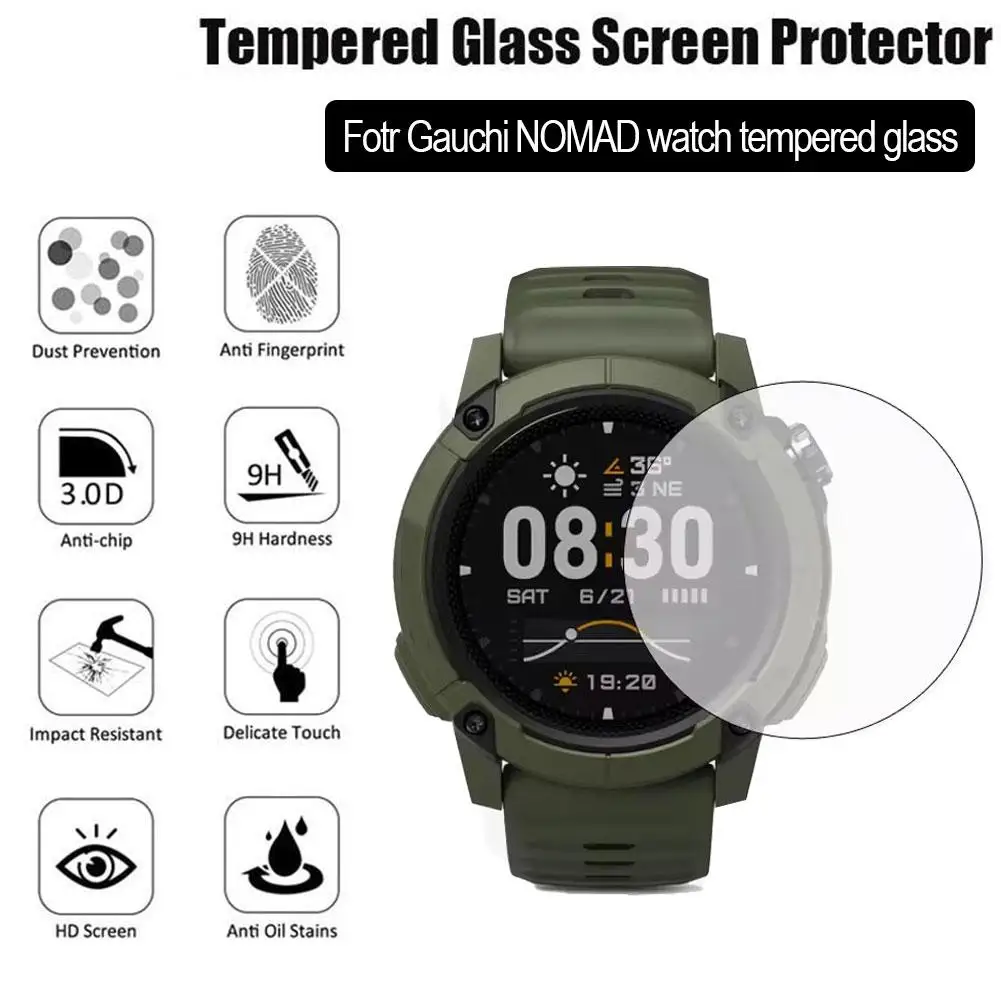 Protector de pantalla para reloj Gauchi NOMAD, vidrio templado 9H, resistente a objetos afilados, evitando daños y arañazos V0Z0