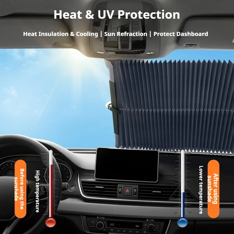 Car Self-extending Sunshade Curtain for Front Windshield Sun Protection and Sunshade for Cars
