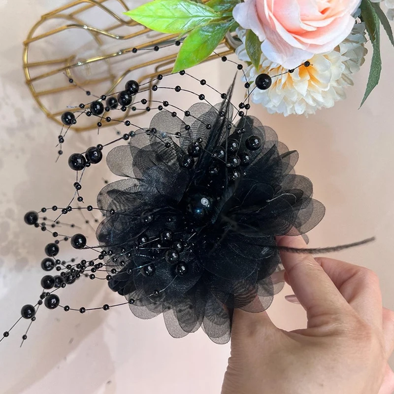 Elegant Women's Mesh Flower Hair Claw and Ponytail Clip - Image 6