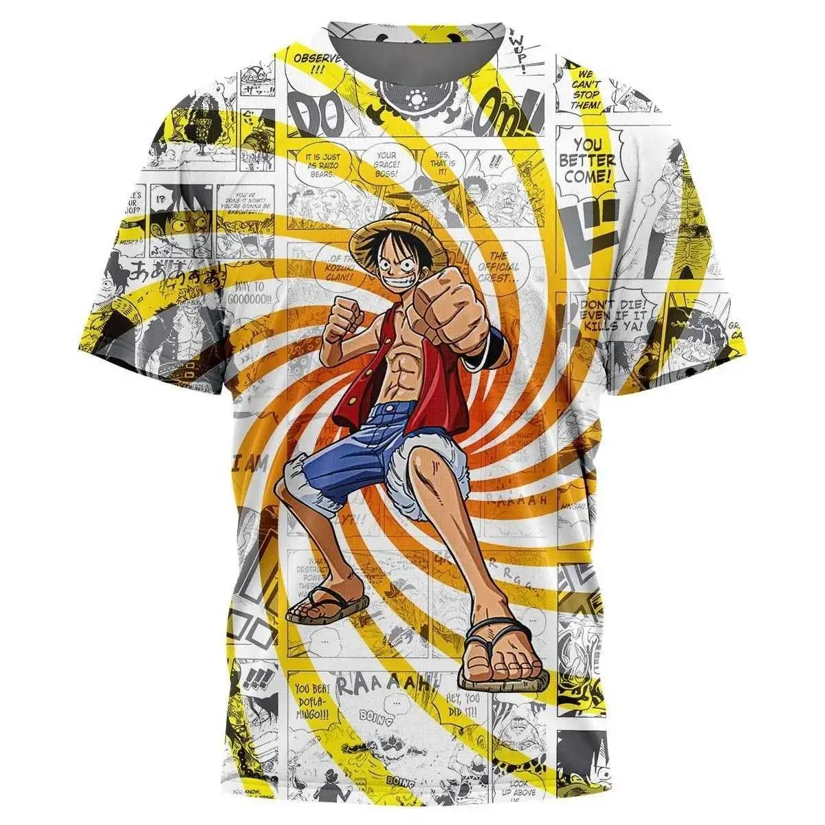 

New Popular and Fashionable One Piece Cosplay Hip-hop 3D Printed Men's and Women's Casual Loose Round Neck T-shirt Plus Size