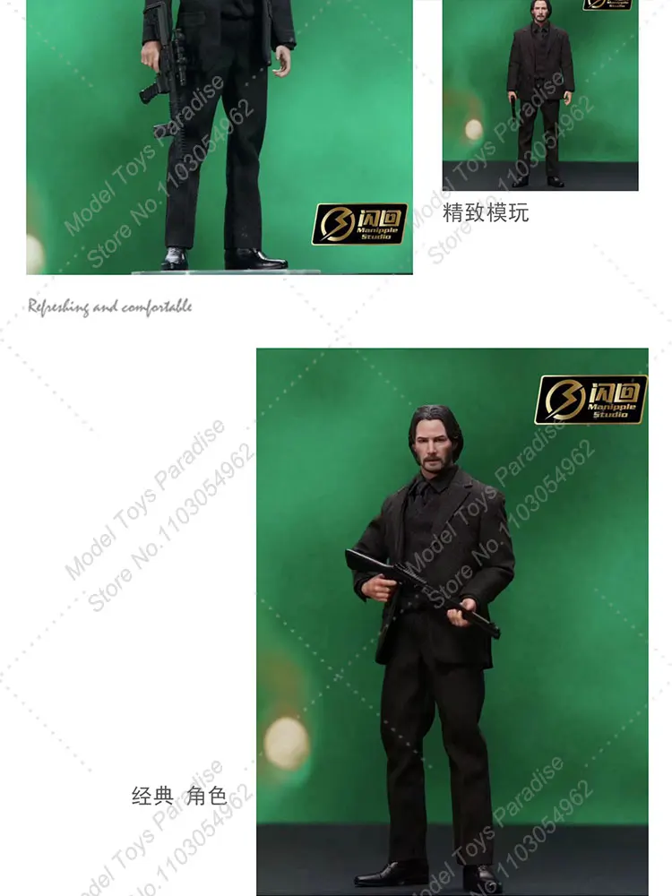 1/12 Men Soldier John Wick Killer Keanu Reeves Double Head Carving Full Set 6'' Action Figure Collectible Fans Gifts