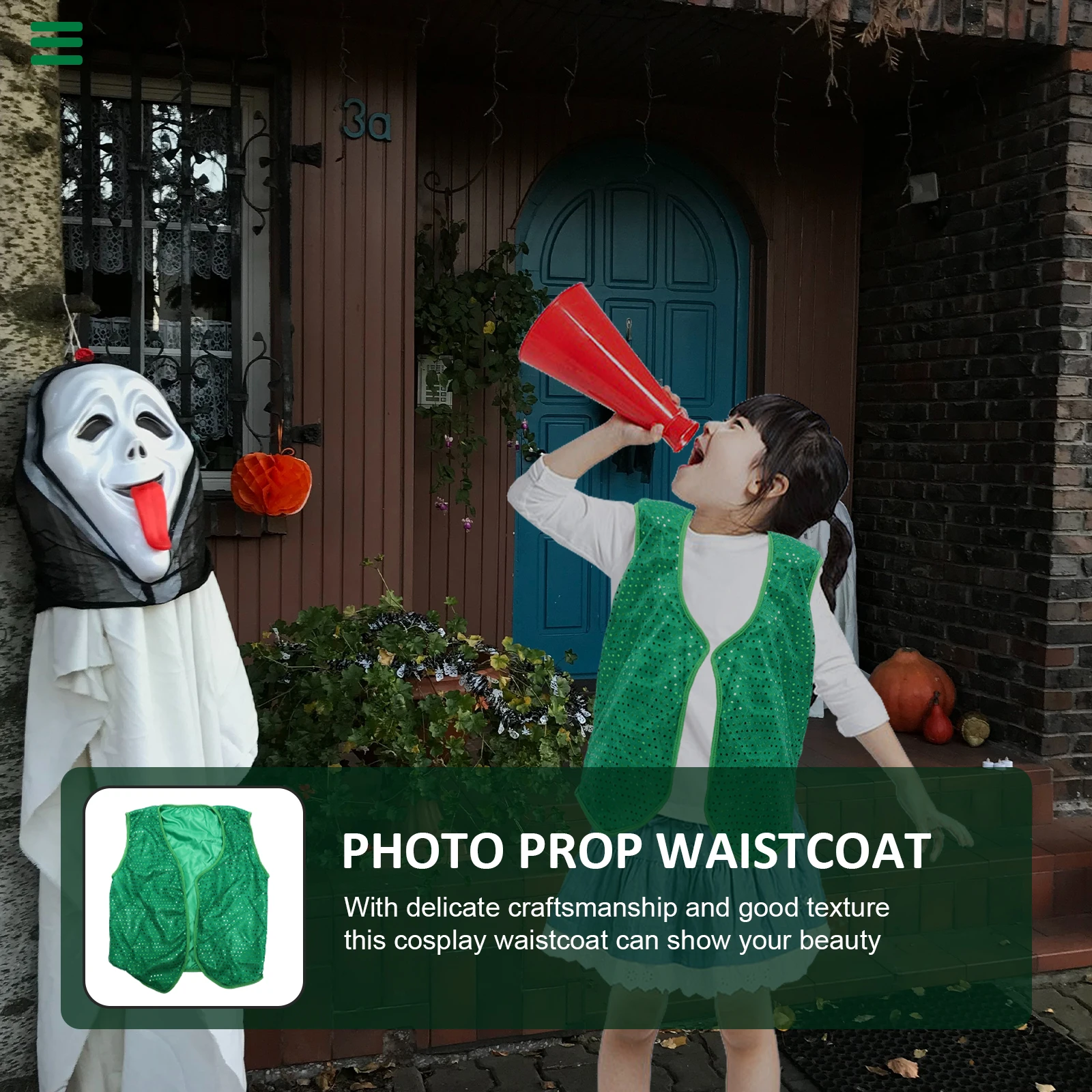 Colete cosplay irlandês infantil, delicado, lantejoulas verdes, design de moda, leve, confortável, festa, foto, palco