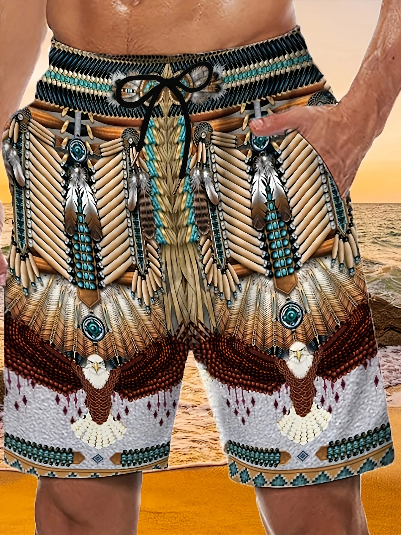 

Европейские и американские пляжные складные шорты, приятная для кожи текстура, летняя крутая одежда