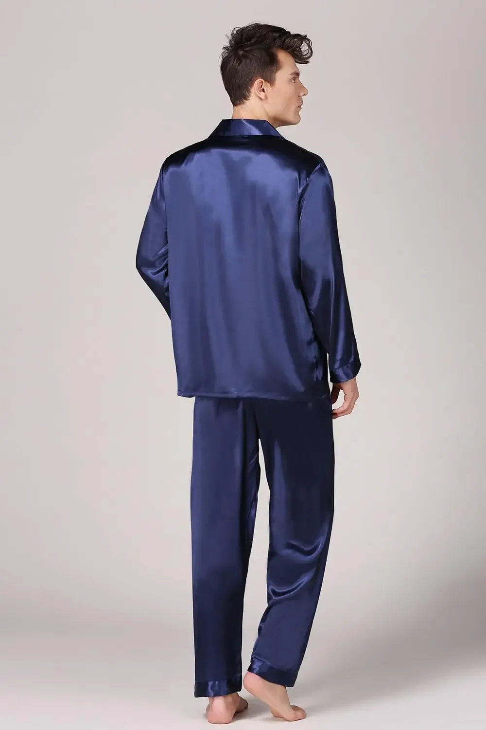 Set Piyama Pria Merah Hitam Biru 2022 Pakaian Tidur Kasual Pria Sutra Satin Pakaian Tidur Gaun Malam Jubahма Peignoir