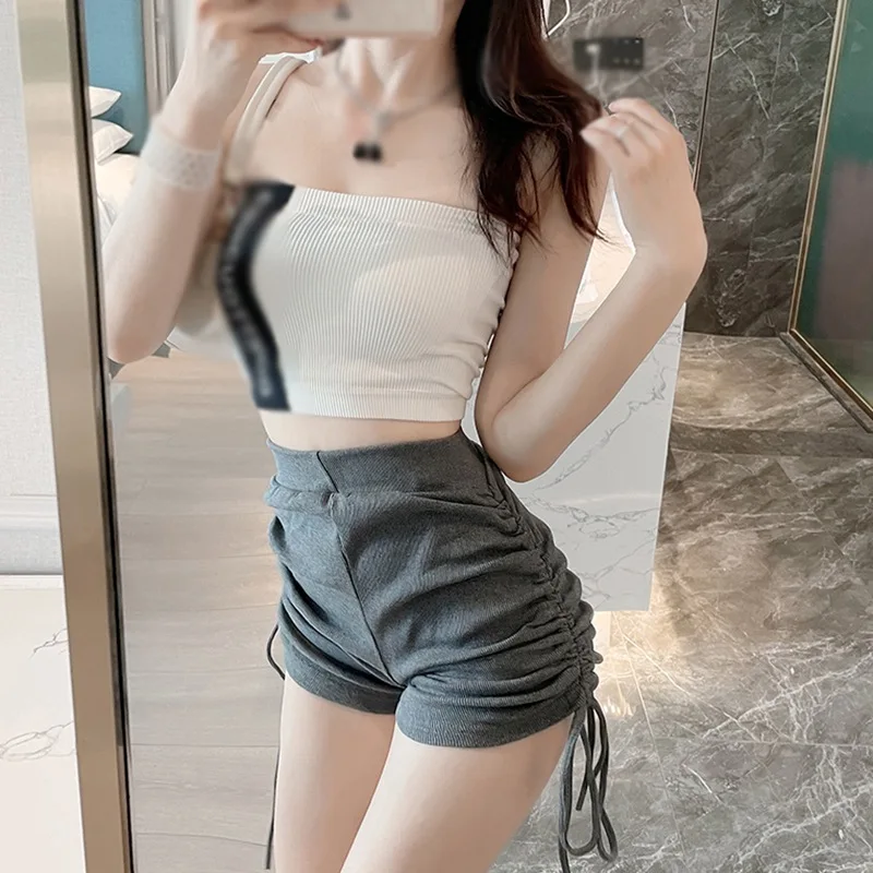 Women Summer High Waist Shorts Tooling Casual Sports Solid Color Fashion Simple Straight Shorts