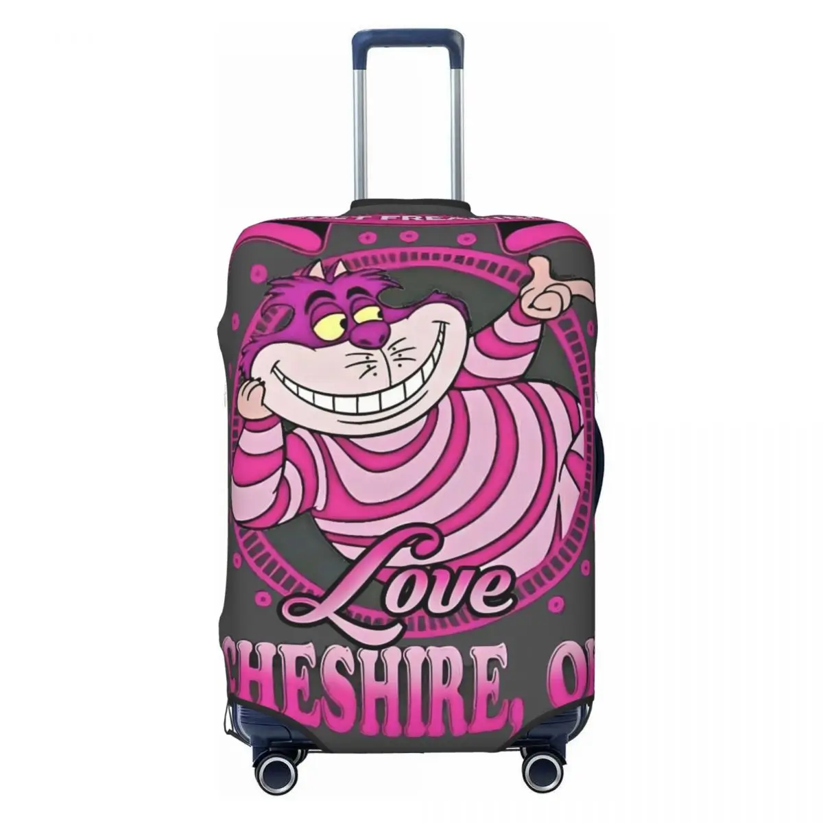 

Пользовательские милые чехлы для багажа с чеширским котом, пыленепроницаемые чехлы для багажа с мультяшными животными, мы все, безумные здесь, улыбка, дорожные чехлы для чемоданов