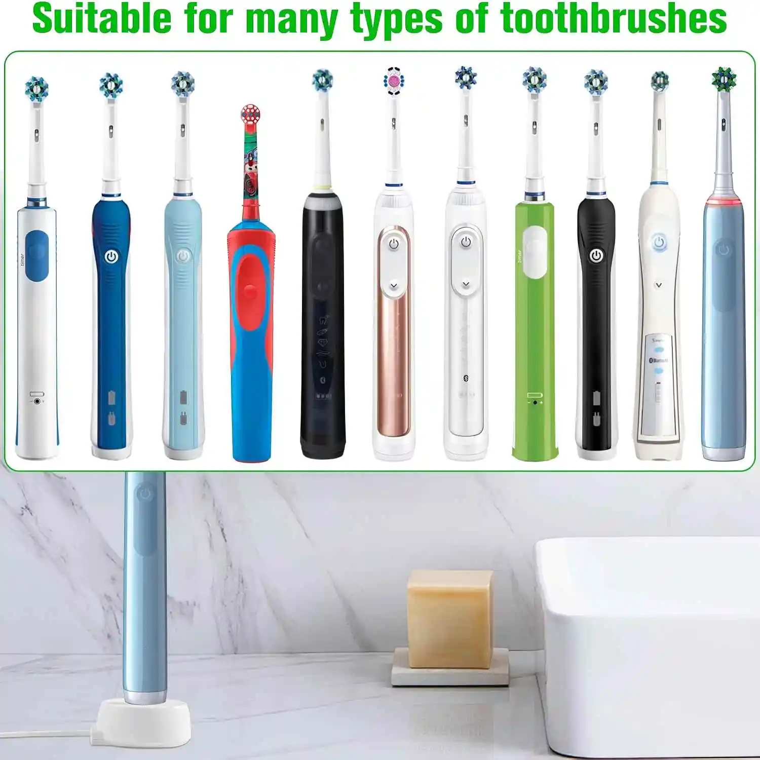LISI Charger Base Fit for Oral B Electric Toothbrush iO Series 3 4 5 6 1000/3000/5000/7000 Waterproof Inductive Charging Base