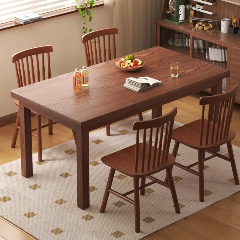 Dining table household solid wood legs antique dining table simple rectangular eating living room dining
