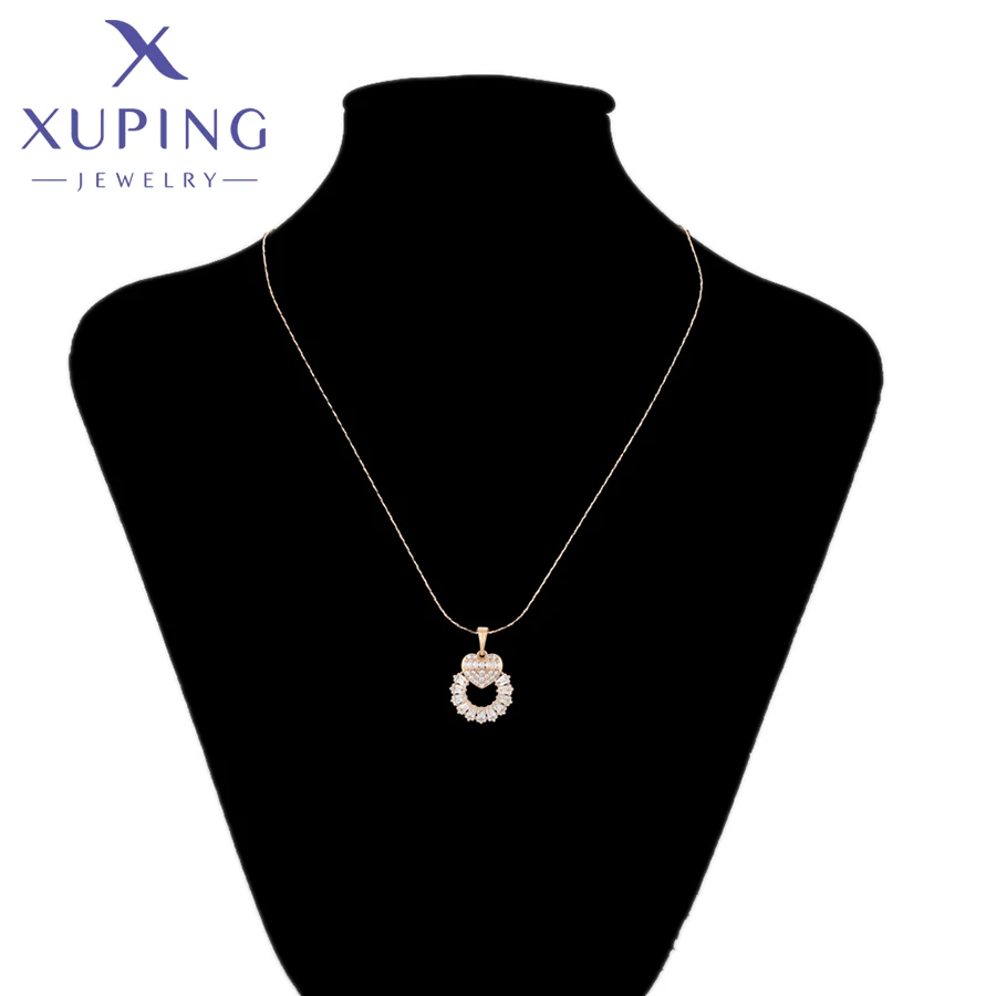 Xuping Jewelry Popular Charm Heart Jewelries Party Gifts Hoop Earring Pendant Necklace Set for Women   X000666982