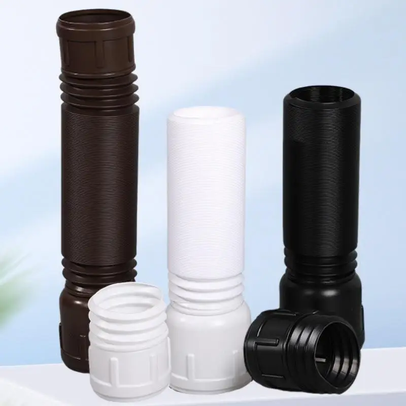 Flexible Plastic Telescopic Exhaust Pipe Adjustable Length Durable Structure For Kitchen Bathroom Ventilation