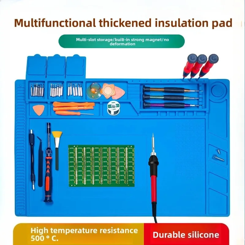

Silicone Heat Resistant Soldering Mat for Phone Computer Repair Workstation ESD Safe Anti-Static Tool Organizer