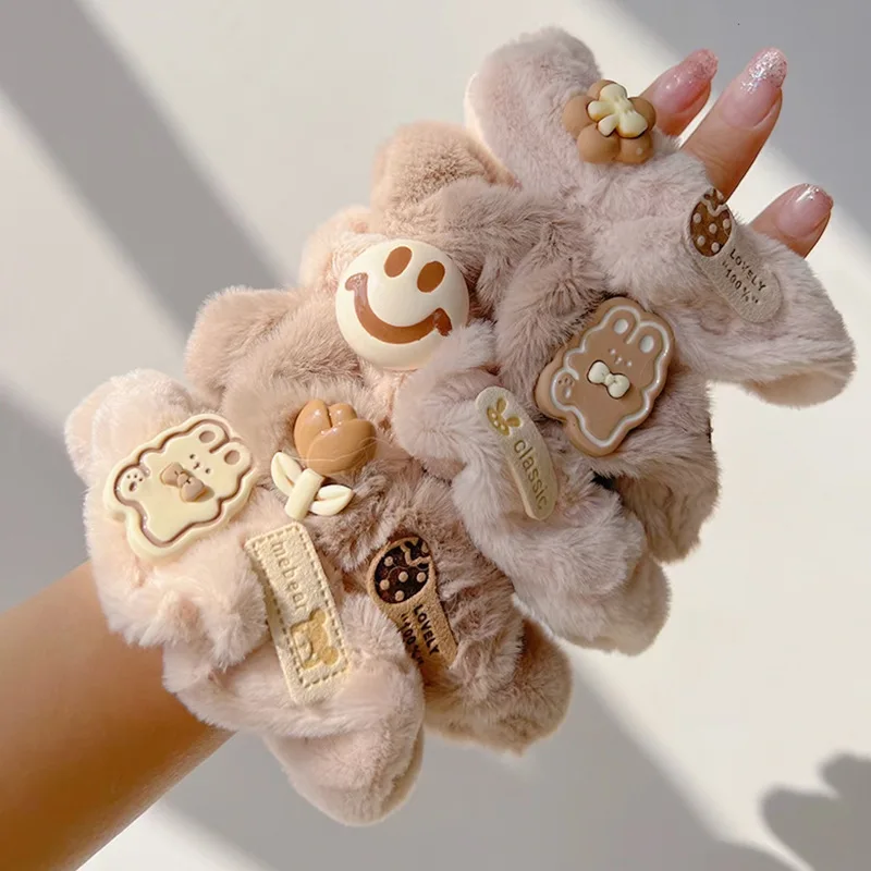 FANYIN Early Autumn Brown Plush Hair Rope Cartoon Cute Bear Rabbit Hair Rope Versão coreana Acessórios de cabelo versátil para mulheres