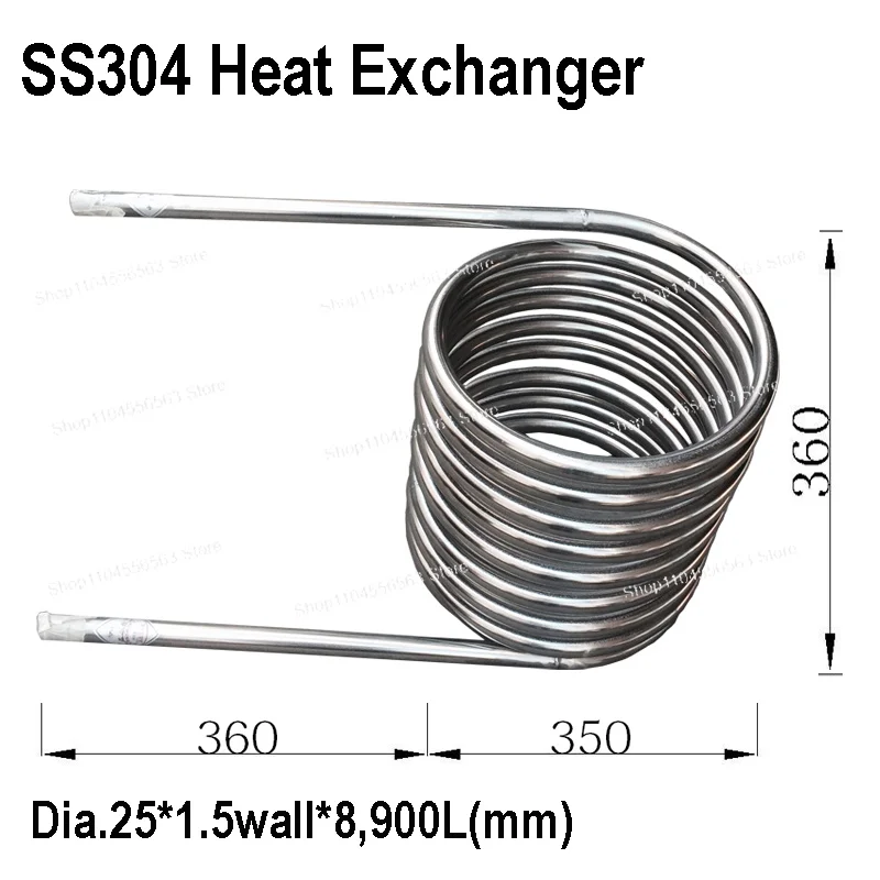 SS304 Stainless Steel Coil Heat Exchanger Hot Water Coil for DIY Dutch Tub, Wood Fried Hot Tub Heater Coils